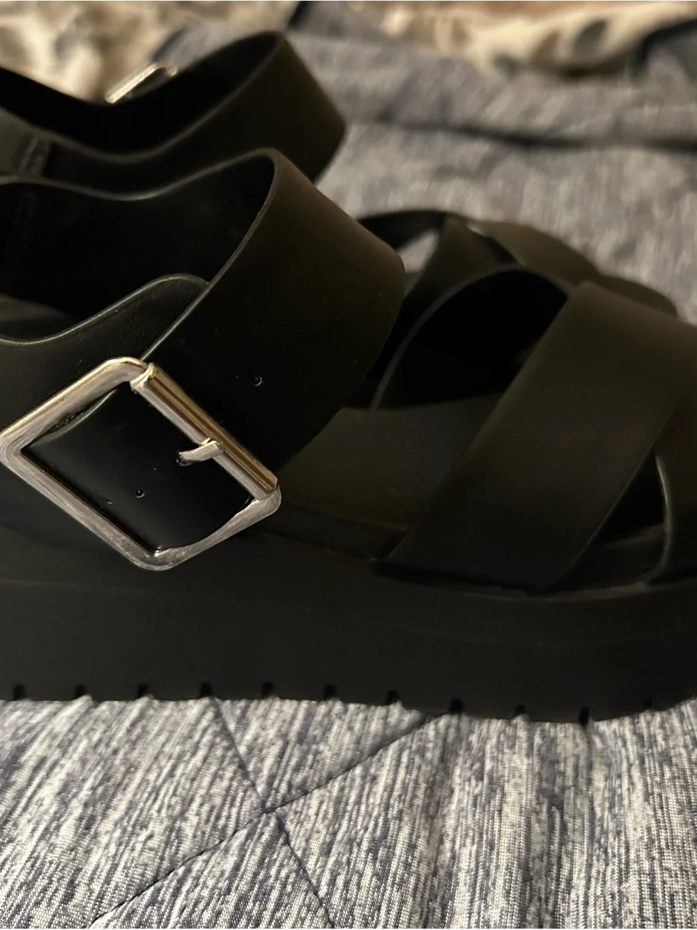 Soda Black Platform Sandals